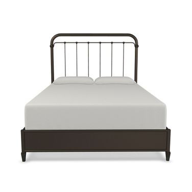 Lucia Queen Headboard with Metal Surround and Platform Wood Slats In Weathered Bronze