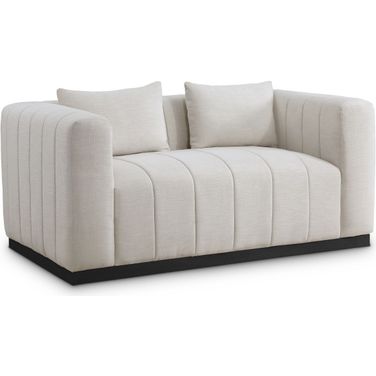 Lucia Textured Fabric Loveseat In Beige Linen