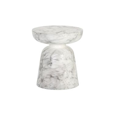 Lucida Marble Look End Table In White