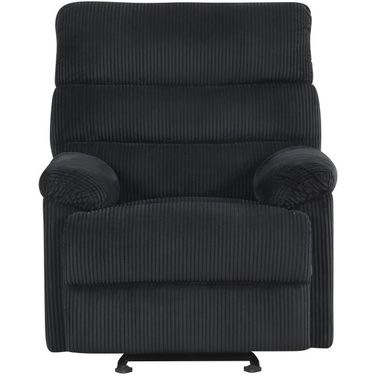 Lucie Velvet Corded Fabric Glider Recliner in Black