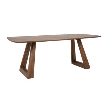 Lucien Mango Wood Rectangular Dining Table with Angular Base In Walnut