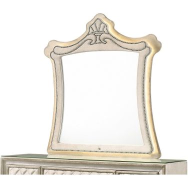 Lucienne Mirror with LED In Beige Velvet