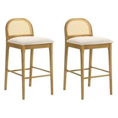 Lucio Bar Height Bar Stool Set of 2 In Amber Glow and White