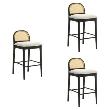 Lucio Bar Height Bar Stool Set of 3 In Black and White