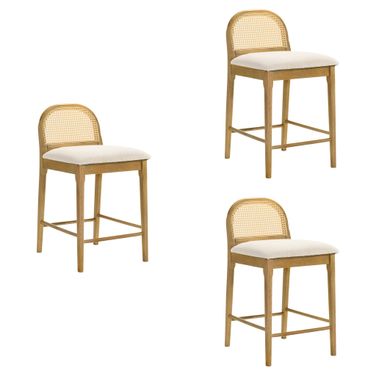 Lucio Counter Height Bar Stool Set of 3 In Amber Glow and White