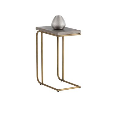 Lucius End Table In Grey and Antique Brass