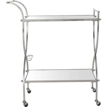 Lucretius Silver Mirror Top Bar Cart