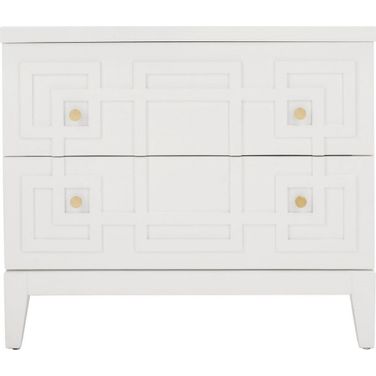 Luiza 2 Drawer Nightstand in White and Gold