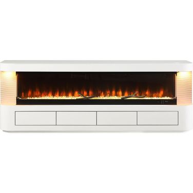 Luken 71 Inch TV Stand with Electric Fireplace In White