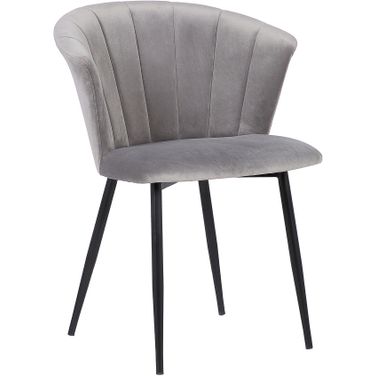 Lulu Contemporary Dining Chair In Black Powder Coated Finish and Gray Velvet