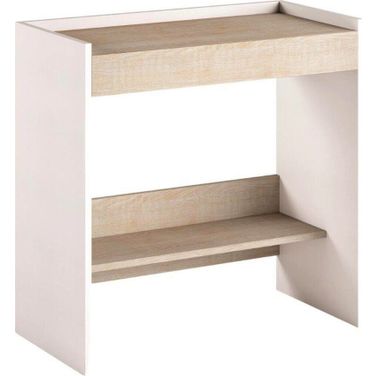 Lulu Office Desk In White And Light Oak Wood Grain Melamine