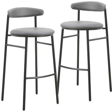 Lume Modern Bar Stool In Charcoal Set of 2