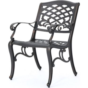 Luminea Outdoor Aluminum Dining Chair with Scroll Design, Lattice Pattern and Cabriole Legs In Copper