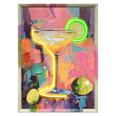 Luminous Neon Cocktail Art Canvas Neon Wall Art In Multi