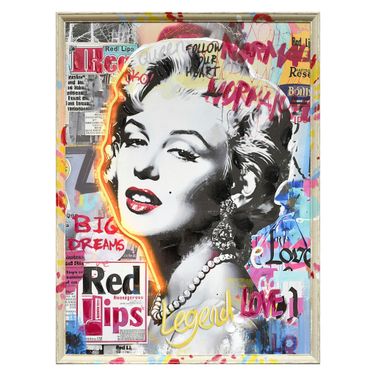 Luminous Neon Iconic Portrait Canvas Neon Wall Art In Multi
