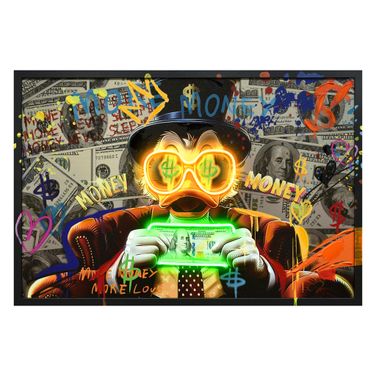 Luminous Neon Money Duck Canvas Neon Wall Art In Multi