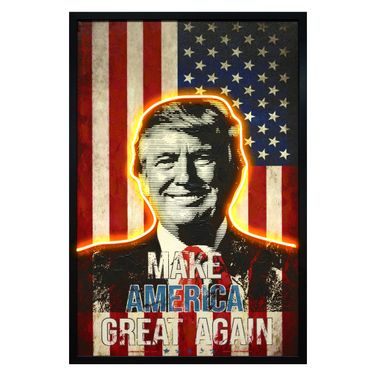 Luminous Neon Patriotic Statement Art Canvas Neon Wall Art In Multi