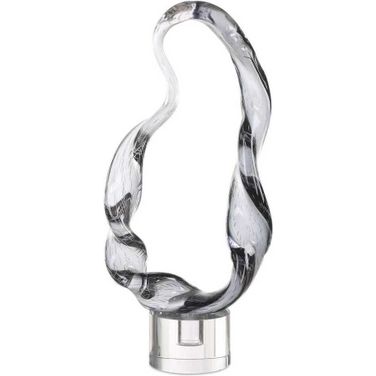 Luminous Twist Glass Sculpture In Black and Gray