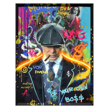 Luminous Urban Neon Portrait Canvas Neon Wall Art In Multi