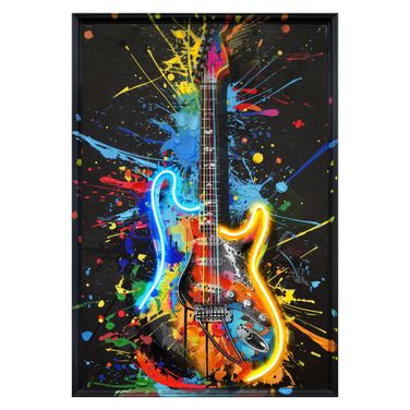 Luminous Vivid Neon Guitar Wall Art Canvas Neon Wall Art In Multi