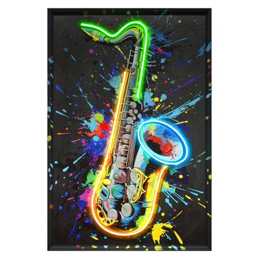 Luminous Vivid Neon Saxophone Wall Art Canvas Neon Wall Art In Multi