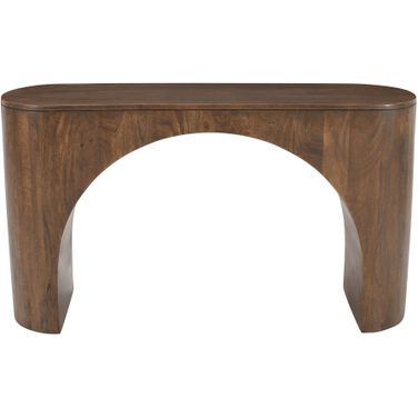 Luna Architectural Pedestal Curved Console Sofa Table In Dark Brown