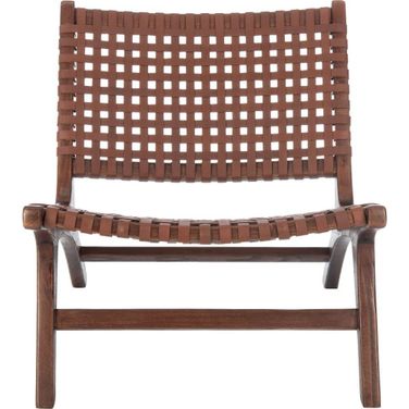 Luna Brown With Cognac Leather Woven Accent Chair