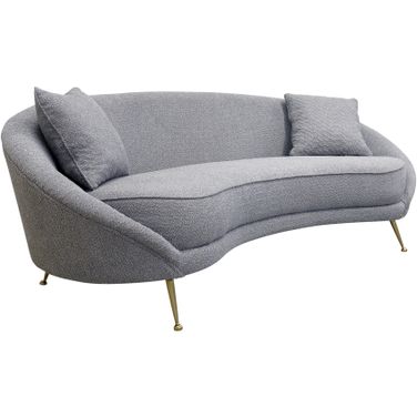 Luna Collection Textured Fabric Curved Sofa In Grey and Gold