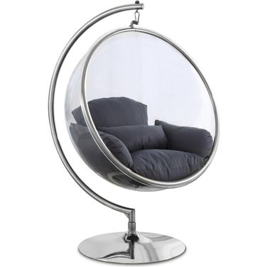 Luna Durable Fabric Acrylic Swing Chair In Grey