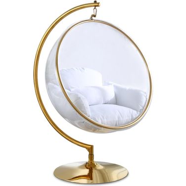 Luna Fabric Acrylic Swing Bubble Accent Chair In White