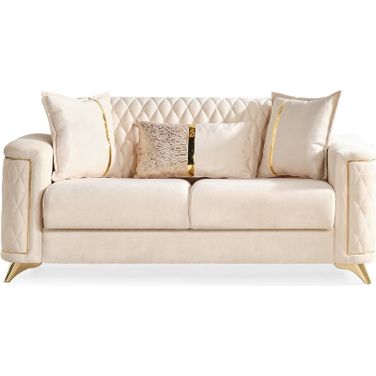 Luna Velvet Loveseat With Hidden Storage In Ivory