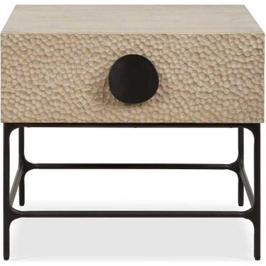 Lunar Wooden Side Table In Black and Woodtone
