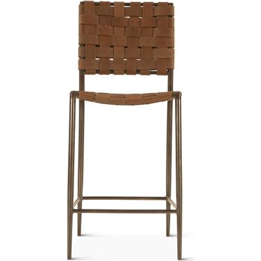 Lund 17 Inch Counter Chair In Tobacco Buffalo Leather with Iron