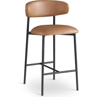 Lupita Vegan Leather Counter Stool Set of 2 In Cognac and Matte Black