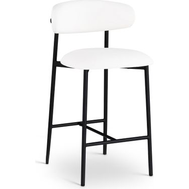 Lupita Vegan Leather Counter Stool Set of 2 In White and Matte Black