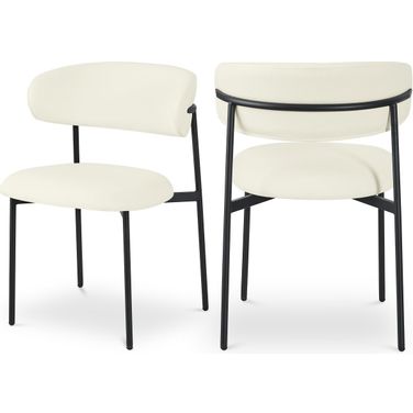 Lupita Vegan Leather Dining Chair Set of 2 In Cream/Matte Black