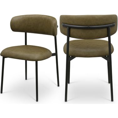 Lupita Vegan Leather Dining Chair Set of 2 In Olive