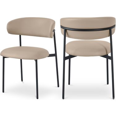 Lupita Vegan Leather Dining Chair Set of 2 In Taupe and Matte Black