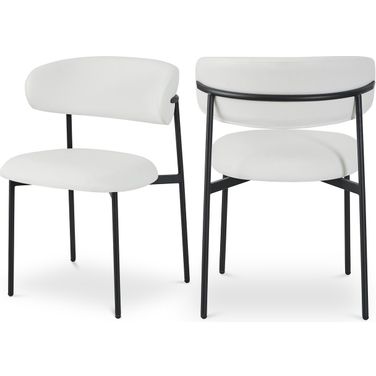 Lupita Vegan Leather Dining Chair Set of 2 In White and Matte Black