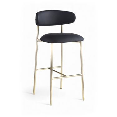 Lupita Vegan Leather Upholstered Bar Stool Set of 2 In Black