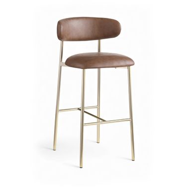 Lupita Vegan Leather Upholstered Bar Stool Set of 2 In Brown