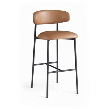 Lupita Vegan Leather Upholstered Bar Stool Set of 2 In Cognac