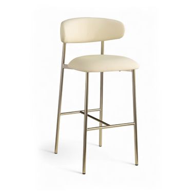 Lupita Vegan Leather Upholstered Bar Stool Set of 2 In Cream