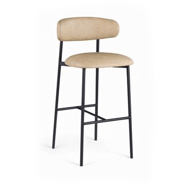Lupita Vegan Leather Upholstered Bar Stool Set of 2 In Tan