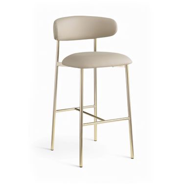 Lupita Vegan Leather Upholstered Bar Stool Set of 2 In Taupe