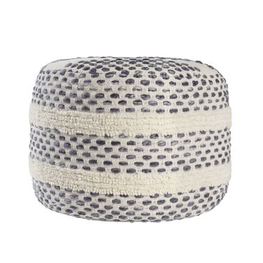Lurex Striped Ombre Nautical Flatweave Pouf In White and Navy