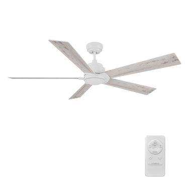Lurgan 60 Inch 5-Blade Ceiling Fan with Remote In White and Lightwood