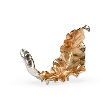 Lush Leaf Sculpture Medium In Gold