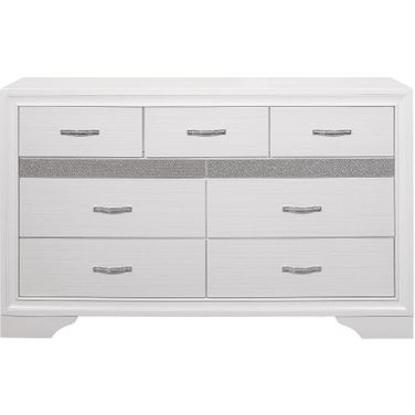 Luster White And Silver Glitter Dresser