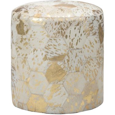 Lux Pouf In Gold and White